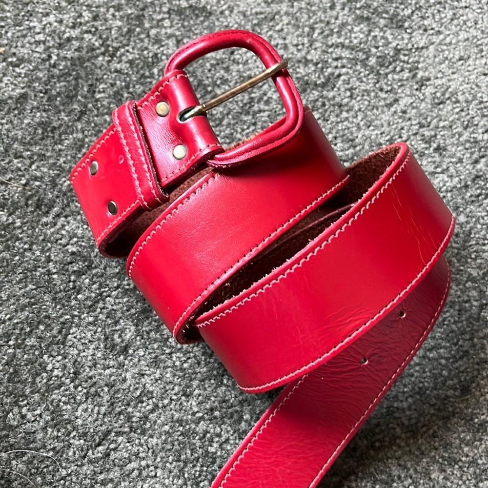 Vintage Red Leather Belt